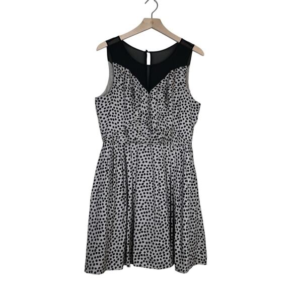 BCBGeneration Womens 12 Fit and Flare Pleated Polka Dot Dress - Picture 3 of 13
